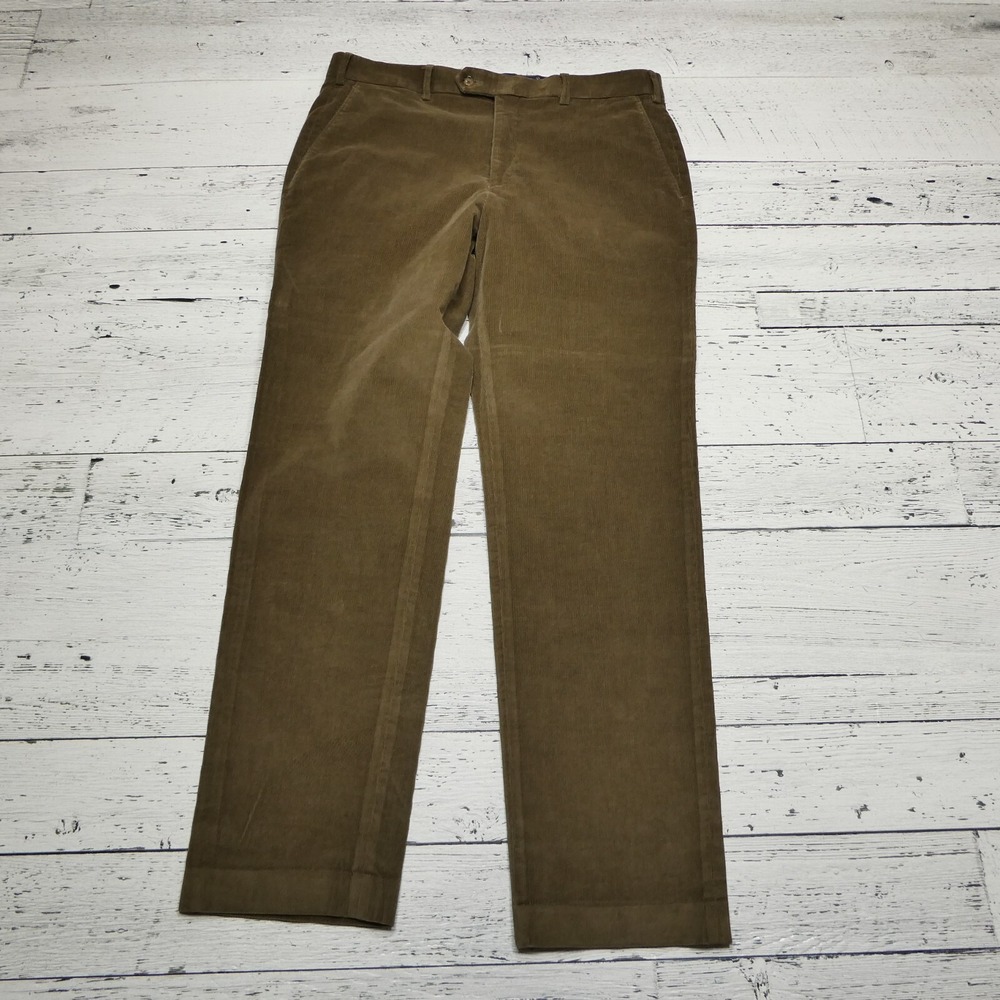 Ralph Lauren Corduroy Pants Size 35x32 Brown Pin Cord Black Label Chino Dress